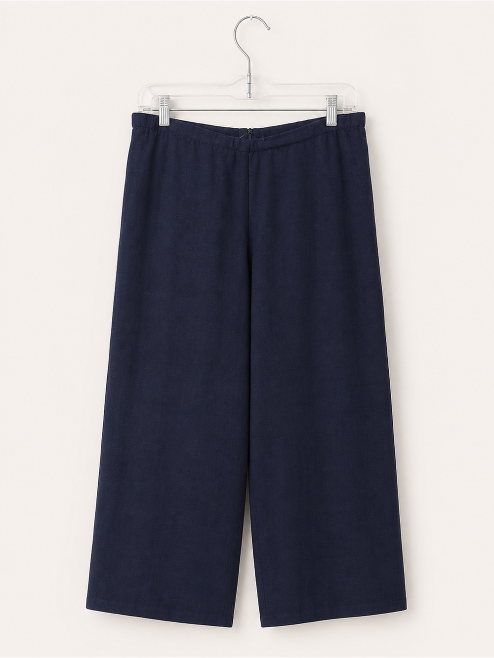 Eileen Fisher wide-leg pull-on pants in navy blue linen size L ( 36x22) - Picture 2 of 4
